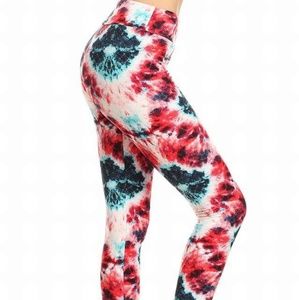 💚 Extra Curvy Hello Pink leggings red white blue